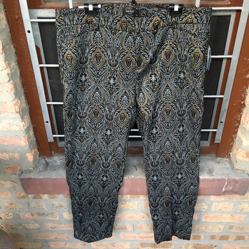 Lord & Taylor kelly ankle metallic print trouser